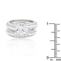 Cubic Zirconia Round Cut Pave Ring Set freeshipping - Higher Class Elegance