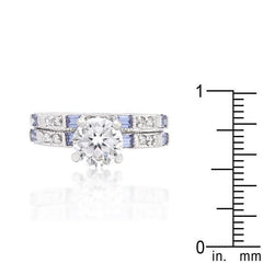 Clear and Tanzanite Cubic Zirconia Ring Set freeshipping - Higher Class Elegance