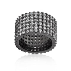 Hematite Wide Pave Cubic Zirconia Ring freeshipping - Higher Class Elegance