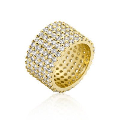 Goldtone Finishd Wide Pave Cubic Zirconia Ring freeshipping - Higher Class Elegance