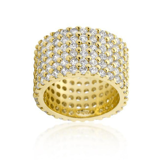 Goldtone Finishd Wide Pave Cubic Zirconia Ring freeshipping - Higher Class Elegance