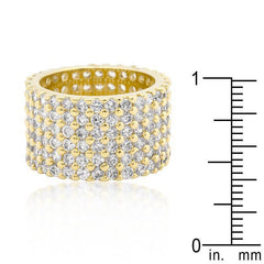 Goldtone Finishd Wide Pave Cubic Zirconia Ring freeshipping - Higher Class Elegance