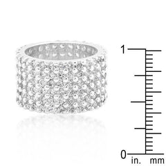 Rhodium Plated Finishd Wide Pave Cubic Zirconia Ring freeshipping - Higher Class Elegance