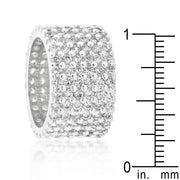 Rhodium Plated Finishd Wide Pave Cubic Zirconia Ring freeshipping - Higher Class Elegance