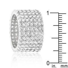 Rhodium Plated Finishd Wide Pave Cubic Zirconia Ring freeshipping - Higher Class Elegance