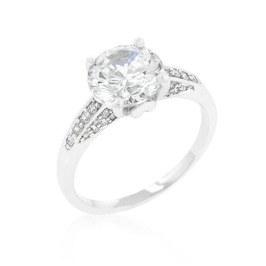 Contemporary Engagement Ring with Large Center Stone freeshipping - Higher Class Elegance