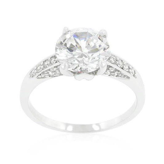 Contemporary Engagement Ring with Large Center Stone freeshipping - Higher Class Elegance