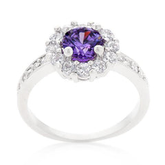Purple Halo Engagement Ring freeshipping - Higher Class Elegance