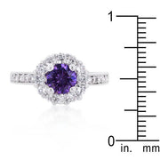 Purple Halo Engagement Ring freeshipping - Higher Class Elegance