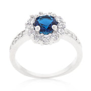 Sapphire Blue Halo Engagement Ring freeshipping - Higher Class Elegance