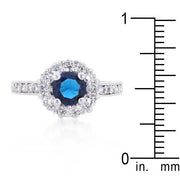 Sapphire Blue Halo Engagement Ring freeshipping - Higher Class Elegance