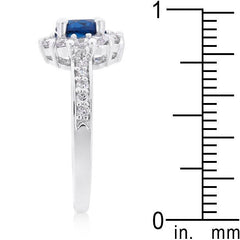 Sapphire Blue Halo Engagement Ring freeshipping - Higher Class Elegance