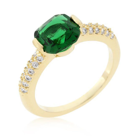 Green Cushion Cut Cubic Zirconia Engagement Ring freeshipping - Higher Class Elegance