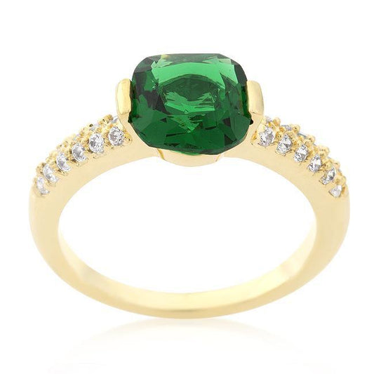 Green Cushion Cut Cubic Zirconia Engagement Ring freeshipping - Higher Class Elegance