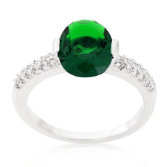 Green Oval Cubic Zirconia Engagement Ring freeshipping - Higher Class Elegance
