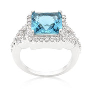 Halo Style Princess Cut Aqua Blue Cocktail Ring freeshipping - Higher Class Elegance