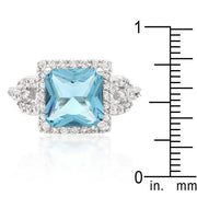 Halo Style Princess Cut Aqua Blue Cocktail Ring freeshipping - Higher Class Elegance
