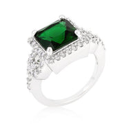 Halo Style Princess Cut Emerald Green Cocktail Ring freeshipping - Higher Class Elegance