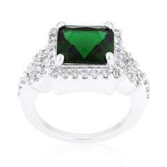 Halo Style Princess Cut Emerald Green Cocktail Ring freeshipping - Higher Class Elegance