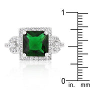 Halo Style Princess Cut Emerald Green Cocktail Ring freeshipping - Higher Class Elegance
