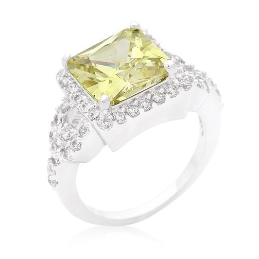 Halo Style Princess Cut Peridot Cocktail Ring freeshipping - Higher Class Elegance