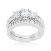 Three Stone Wedding Ring Set freeshipping - Higher Class Elegance