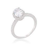 Oval-Cut Floating Halo Cubic Zirconia Engagement Ring freeshipping - Higher Class Elegance