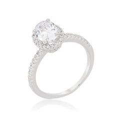 Oval-Cut Floating Halo Cubic Zirconia Engagement Ring freeshipping - Higher Class Elegance