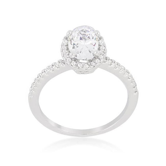 Oval-Cut Floating Halo Cubic Zirconia Engagement Ring freeshipping - Higher Class Elegance