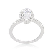 Oval-Cut Floating Halo Cubic Zirconia Engagement Ring freeshipping - Higher Class Elegance