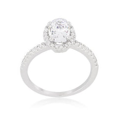 Oval-Cut Floating Halo Cubic Zirconia Engagement Ring freeshipping - Higher Class Elegance