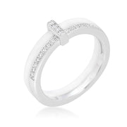 White Ceramic Band Ring With Cubic Zirconia freeshipping - Higher Class Elegance