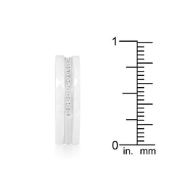 White Ceramic Triplet Ring With Cubic Zirconia freeshipping - Higher Class Elegance