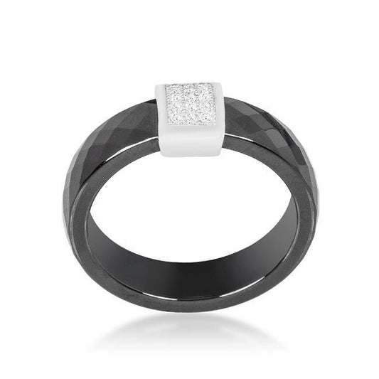 Black Ceramic Cocktail Ring freeshipping - Higher Class Elegance