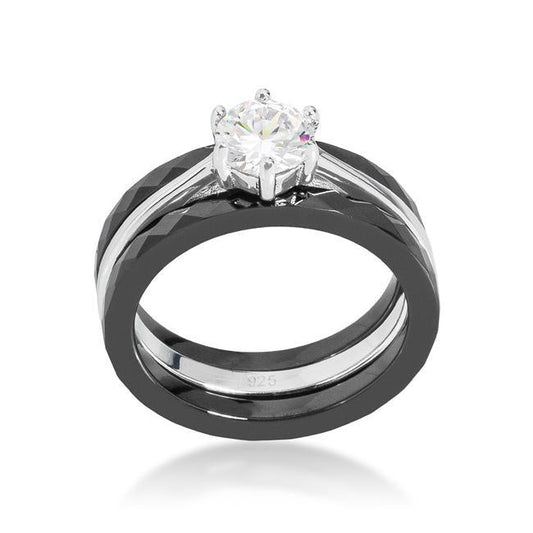 Three Ring Ceramic Set Black freeshipping - Higher Class Elegance