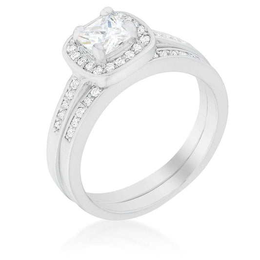 Pave Cushion Wedding Ring Set freeshipping - Higher Class Elegance
