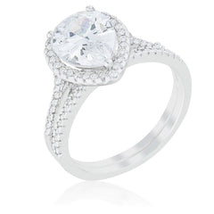 Halo Solitaire Pear Engagement Ring freeshipping - Higher Class Elegance