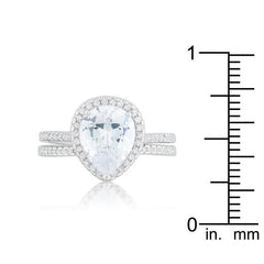 Halo Solitaire Pear Engagement Ring freeshipping - Higher Class Elegance