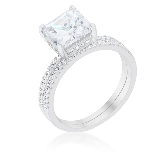Princess Solitaire Wedding Set Ring freeshipping - Higher Class Elegance
