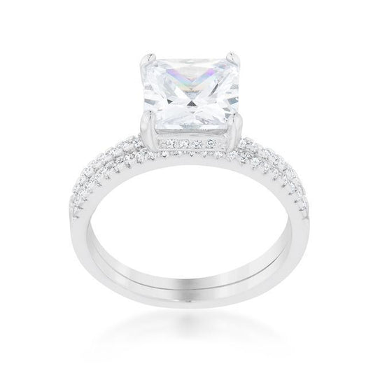 Princess Solitaire Wedding Set Ring freeshipping - Higher Class Elegance