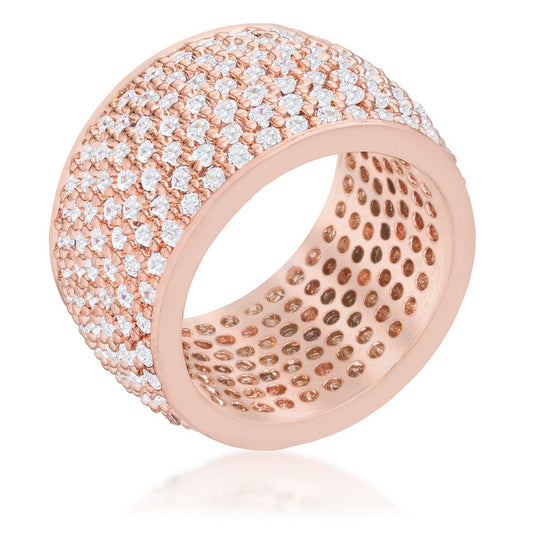 Wide Pave Cubic Zirconia Rose Gold Band Ring freeshipping - Higher Class Elegance