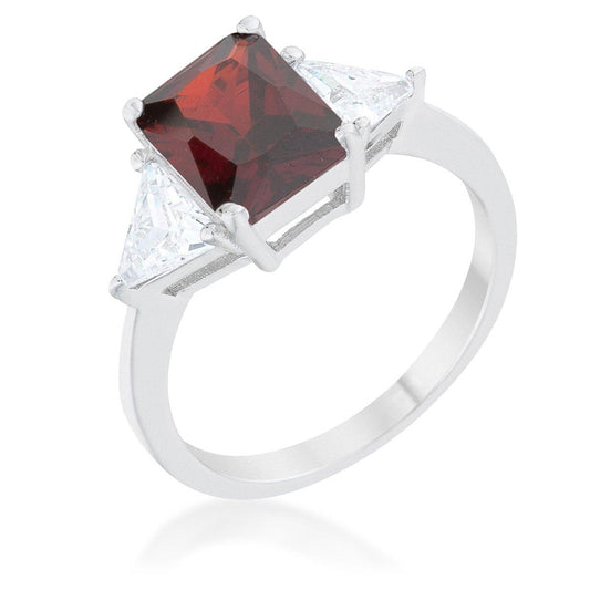 Classic Garnet Rhodium Engagement Ring freeshipping - Higher Class Elegance