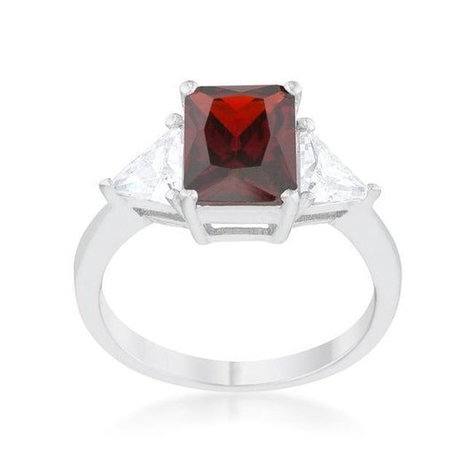 Classic Garnet Rhodium Engagement Ring freeshipping - Higher Class Elegance