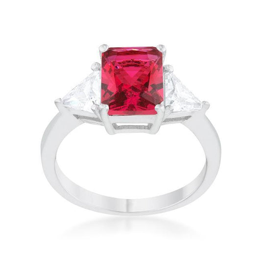 Classic Fuchsia Rhodium Engagement Ring freeshipping - Higher Class Elegance