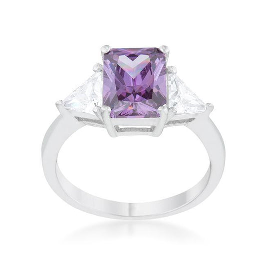 Classic Amethyst Rhodium Engagement Ring freeshipping - Higher Class Elegance