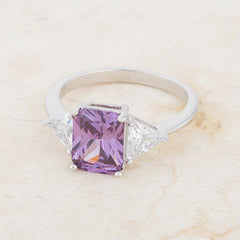 Classic Amethyst Rhodium Engagement Ring freeshipping - Higher Class Elegance