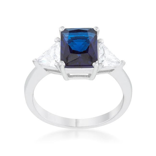Classic Sapphire Rhodium Engagement Ring freeshipping - Higher Class Elegance