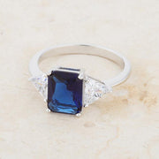 Classic Sapphire Rhodium Engagement Ring freeshipping - Higher Class Elegance