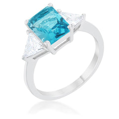 Classic Blue Topaz Rhodium Engagement Ring freeshipping - Higher Class Elegance