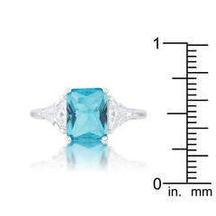 Classic Blue Topaz Rhodium Engagement Ring freeshipping - Higher Class Elegance
